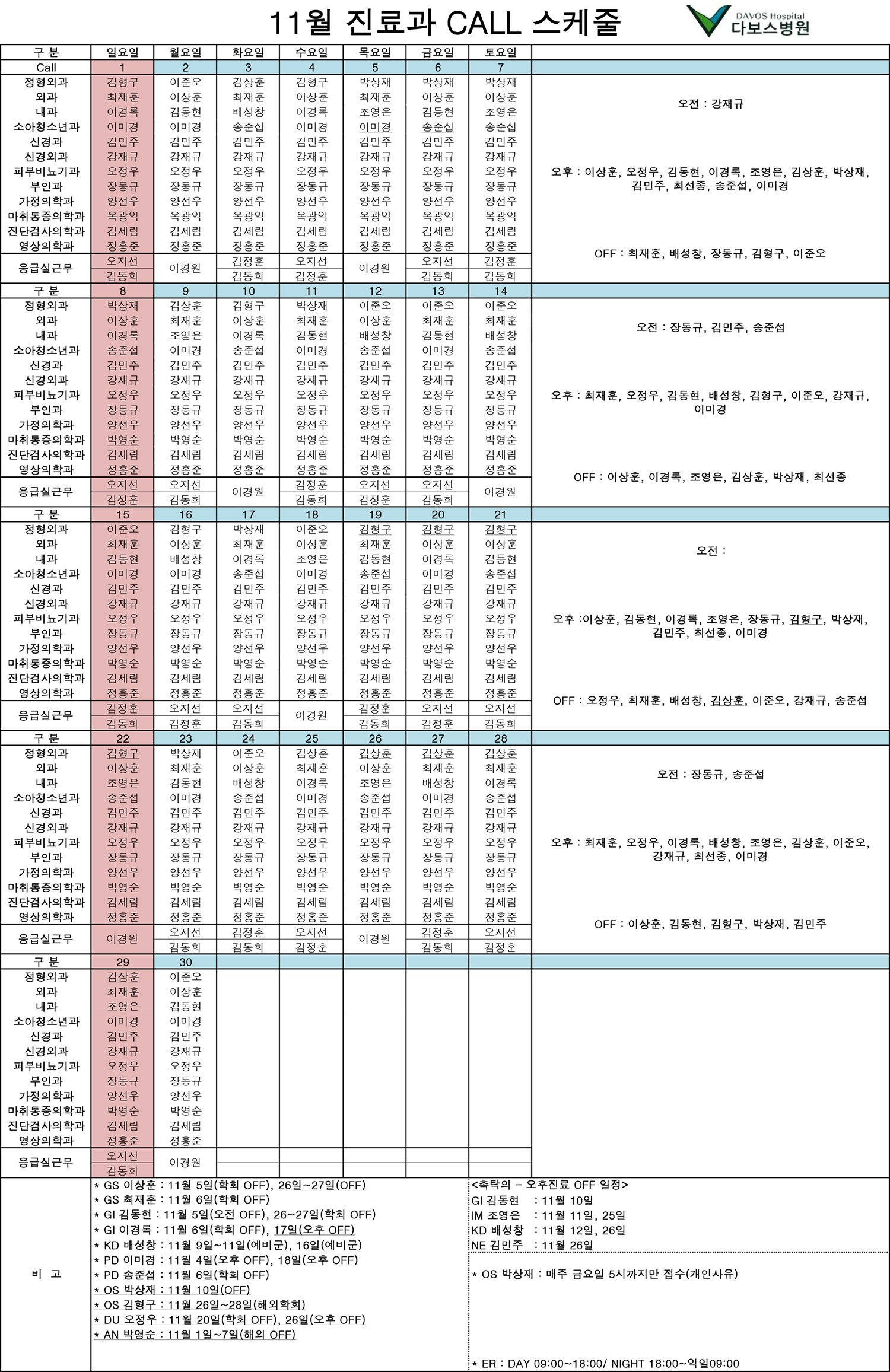 20151123_11월 진료과call스케줄(20151123 DU 휴진 추가).jpg