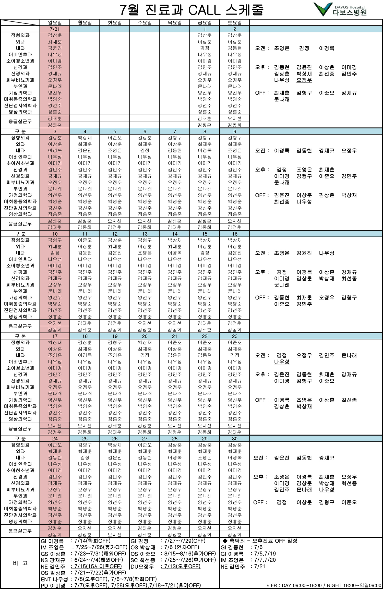7월 진료과call스케줄(20160714)ENT나우성휴무변경.jpg